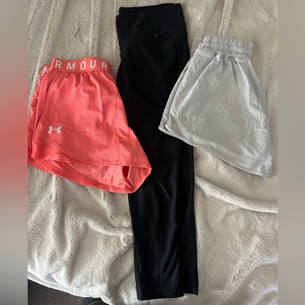 LOT OF WORKOUT SHORTS - Lululemon, under armor and Nike